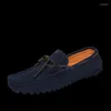 Casual Schuhe 2024 Sommer Wildleder Loafer Herren Scrub A Pedal Weichen Boden Rutschfeste Fahren Elegante Britischen Stil Braun