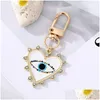 Anahtarlıklar Landards Rhinestones İnci Kötü Gözler Anahtar Key Zincir Alaşım Erkekler Kadın Şeftali Aşk Kalp Şeytanları Bag Araba Key Zincir Kolye Bk Drop DHT43