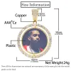 Kettingen hiphop dubbele zijkant ronde roterende geheugen foto aangepaste hang ketting ronde roteren foto zirkoon ijs uit bling ketting