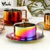 Tasse à café en acier inoxydable, tasses à thé avec soucoupe, tasse à café à Double paroi, cuillère, ensemble Simple pour la cuisine à domicile, fête 240328