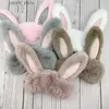 Masques de sommeil mignon dessin animé long lapin oreille en peluche Masque facial de sommeil confort
