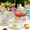 Theewaar Sets Engelse Afternoon Tea Kop En Schotel Set Hoogwaardig Porselein 750ml Glazen Theepot Met Filter Warmer Kaars Kachel Huwelijkscadeau