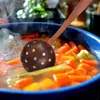Engångsglaware soppa skedar kök som serverar perforerade metall slitsredskap tillbehörsfilter