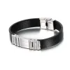 Bracelet Fashion Leather Men de large bracelet or argent en acier inoxydable ruban adhésif Cool Bangle Punk Trendy Street Style