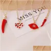 Pendant Necklaces Womens Fashion Pendant Necklace Jewelry Love Red Pepper Lip Female Creative Chain Rope Necklaces Accessories Gift La Dhdus