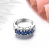 Bagues de cluster Naturel Bleu Saphir Sterling Argent Précieux Véritable 1.8 S Femmes Classique Mariage Fiançailles Fine Bijoux