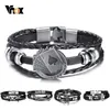 Chain Vnox Lucky Vintage Mens Leather Armband Spelkort Raja Vegas Charm Multilayer flätade kvinnor Pulseira Masculina 7.87 Q240401