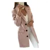 Women's Trench Coats Women Long Jacket Autumn Winter Sleeve Lady Blazer Solid Color Cardigan Lapel Coat