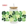 Window Stickers UV DTF Transfer Sticker Four-leaf Clover For The 16oz Libbey Glasses Wraps Bottles Cup Can DIY Waterproof Custom Decals