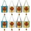 Porte-chats Motif Lion Sacs de transport pour chiens Sac fourre-tout en toile portable avec fermetures à glissière de sécurité Mode pratique pour les activités de plein air pour animaux de compagnie