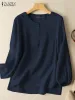 Uppsättningar zanzea kvinnor elegant solid blus casual långärmad o nackarbetet skjortor toppar ol toppar tunika överdimensionerade lösa blusa femininas