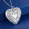 Pendant Necklaces hot Wholesale Silver color Photo Frame Necklace Snake Chain For Woman Charm Wedding Fashion Jewelry 240401