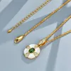 Pendants Chic Luxury Natural Diopside 925 Silver Gold Plated Pendant Necklace For Women White Shell Zircon Choker Necklaces 2024 Gift