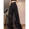 Deeptown Black Y2K Gothic Cargo Pants for Women Gyaru Zagraniczne Vintage Baddies Streetwear Spoders Coquette Harajuku Techwear 240326