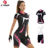 X-Tiger Womens Bib Cycling Set Summer Short Sleeve Suit Anti-UV Bicycle Clothing Quick-Dry Jersey Mountain Female Bike Clothes 240325