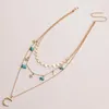 Pendentif Colliers Collier confortable à porter Boho Turquoise avec des charmes d'étoile de lune pour les femmes en couches bijoux bohème filles