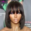 Perruques synthétiques couleur naturelle perruque brésilienne à cheveux humains avec frange remy hair raide bob perruques en pleine perruque faite pour les femmes sans bob dentelle y240401