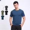 Camiseta masculina controle youpin, gola redonda, fitness, absorve o suor, casual, estiramento, tamanho grande, respirável, manga curta, secagem rápida