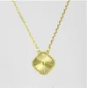 2024 Ожерелье с клевером, модное очаровательное одинарное цветочное ожерелье, 15 мм, роскошное дизайнерское ожерелье из бриллиантового агата из 18-каратного золота для женщин