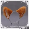 Chapeaux de fête mignon chat renard fausse fourrure oreille cheveux cerceaux bandeau oreilles bandeau Halloween Noël déguisement cosplay clip lolita homefavor dhiyk