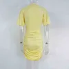 パーティードレス黄色のドレス半袖Oネックセクシーなソリッドフロッズミニエレガントなボディコンスリムビーチレディースベスティドス