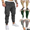 Pantalons pour hommes Mode Skinny Urban Straight Cargo Leg Pantalon Casual Crayon Jogger Tactique Mâle Armée Drop Livraison Vêtements Vêtements Dhvti