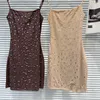 Casual Dresses 2024 Summer Sexig socialit Heavy Industry Rhinestone Drilling Mesh Girl Sling Dress for Women Y2K