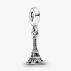 Nowy przylot 100% 925 Sterling Silver Paris Eiffel Tower Dangle Charm Fit Oryginalny europejski urok bransoletki biżuteria Accessor268i