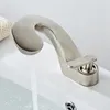 Robinets d'évier de salle de bains, robinet BAKALA à levier unique, robinet mitigeur en Nickel noir, cascade et robinets d'eau froide pour lavabo de F8151-1B