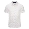 Chemise hawaïenne à manches courtes pour hommes Chemise de plage à la mode simple boutonnage grande lettre imprimée Soie sergé bowling Chemise décontractée Chemise habillée d'été pour hommes de natation # 05