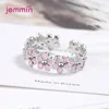 Bagues de cluster Belle couleur rose 925 Sterling Silver Mariage de mariée pour femmes Engagement Bague d'ouverture Bijoux réglables