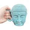 Canecas Xícara de Café Tathagata Forma de Buda Durável Cabeça de Buda Cerâmica Fácil de Usar Verde