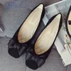 Hovinge Flat Fashion Butterflyknot Square Toe Party Leather Ballerinas Plus Maat 33 43 Sallow Ladies Flats 240329