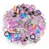 Encantos 100 pcs resina acrílica liga arco-íris encantos grande buraco europeu contas pingente acessórios para menina diy colar pulseira jóias ma dhpv4