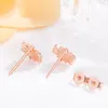 Stud Earrings Vintage 925 Sterling Silver Snowflake For Women Glossy Thick Rose Gold Earring Fine Jewelry Christmas Gift