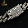 Hip Hop Style Cuban Link Chain Moissanite Vvs Iced Out Round Brilliant Cut Diamond 925 Silver Heavy Cuban Necklace