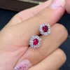 Ohrstecker KJJEAXCMY Edlen Schmuck 925 Sterling Silber Eingelegte Natürliche Rubin Mädchen Mode Chinesischen Stil Blume Unterstützung Test