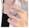 Clusterringe 925 Sterling Silberring mit künstlichem gelbem Diamant-Set, eleganter und vielseitiger Damen-Verlobungsschmuck, Drop-Lieferung Dhbwn