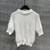 Letters Women Polo Tops Knitted T Shirts Luxury Designer Short Sleeve Tees Back Pearl Buttons Design Knits