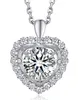 925 Sterling Silver Heart Necklace Gift för kvinnor, glittrande gåva till henne, 1 CT Moissanite Heart Pendent for Girls, Jubileum Mother's Day Valentines Gift