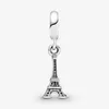 Nowy przylot 100% 925 Sterling Silver Paris Eiffel Tower Dangle Charm Fit Oryginalny europejski urok bransoletki biżuteria Accessor268i