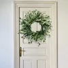 Decorative Flowers 45cm Artificial Green Olive Wreath Greenery Garland With Leaves Bean Farmhouse Door Wall Window Decor Pendant Ornaments