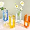 Vase 6Styles半分透明な幾何学形状フラワーアート水耕瓶ボトルアクリルリビングルームウェディングデスクトップ装飾