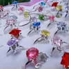 Anneaux de cluster 36pcs / boîte enfants mignon coeur doux carré rond étoile cristal princesse jouets bijoux mélange doigt boîte-cadeau