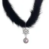 Pendentif Colliers Élégant Mink Cheveux Peluche Collier Femmes Mode Flocon De Neige Perle T8DE