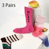Women Socks 3 Pairs Women's Sweet And Cool Trendy Gradient Short Middle Tube Striped Breathable Combed Cotton