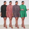 Lässige Kleider CINESSD 2024 Sanftes Licht Vielseitig Halbhoher Kragen Einfarbig Einfaches lockeres kurzes Sommer-Damenkleid