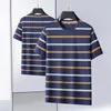 Camisas masculinas 8xl 7xl 6xl 2024 verão de alta qualidade moda listrado tshirt masculino topos oversized solto masculino t-shirts casual camisa homme