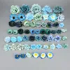 Dekorativa blommor 58st Blue Artificial Silk Flower Heads Combo Set för DIY Craft Gift Box Garland Wall Ornament Decor Fake Rose Frangipani