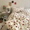 Korean Style Bedding Set Boys Girls Twin Queen Size Duvet Cover Flat Sheet Pillowcase Bed Linens Kids Adult Fashion Home Textile 240329